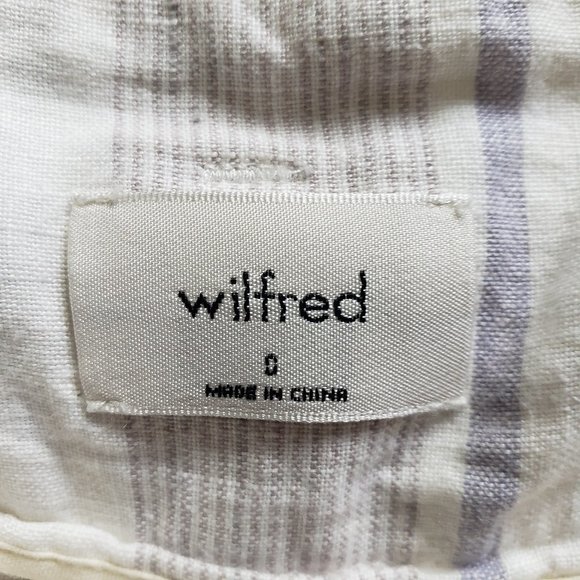 Aritzia Wilfred Striped Linen Paperbag Shorts Sz 0 - Picture 8 of 9